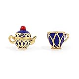 fohatu Kreative Asymmetrische Magische Teekanne 925 Silber Nadel Ohrstecker Vintage Emaille Teekanne Tasse Baumeln Ohrringe Für Mädchen Und Frauen Schmuck Geschenk,B