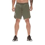 Sportshorts Shorts MäNner Kurze Hose Xjp Herren Fitness Kausal Slim Fit Buchstabe Gedruckt Sport Einfarbig Shorts Jeans Hosen Badehose Sportshorts(XL, Armeegrün)