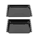 ICQN Fettpfanne 445 x 375 mm 25 und 40 mm | 2er Emailliert Backbleche Set | Passend für Whirlpool, Ignis, Bauknecht, Indesit, Algor, Neckermann, Lloyds | 44,5 x 37,5