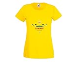 T-Shirt Urlaub- Ferien- Sommer- Meer- Strand- Reise- KÜSTE- Wasser- Ozean- Wellen- Sonne- PALMEN- ICON- Karibik in Gelb für Herren- Damen- Kinder- 104-5XL