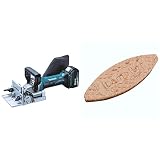 Makita DPJ180RTJ Elektrowerkzeuge Akku-Nutfräse 18 V, 2 Akkus + Ladegerät im MAKPAC, türkisschwarz, mit 2X 5,0 Ah & Flachdübel Verbindungsplättchen Größe 0/10/20 - je Größe 100 Stück