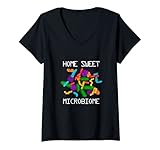 Damen Healthy Microbiome Bacteria Microbiology Science Gift T-Shirt mit V