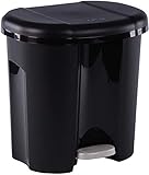 Rotho Duo Mülleimer 2x 10l zur Mülltrennung mit Deckel und Pedal, Kunststoff (PP) BPA-frei, schwarz, 2 x 10l (39,0 x 32,0 x 40,5 cm)