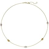 Jobo Damen Collier Halskette Kette 585 Gold Gelbgold 2 Amethyste 2 Citrine 1 Blautop