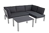 MWH Lounge-Set Widoo mit Tisch - Silber - wetterfestes Gartenmöbelset aus Aluminium - inkl. gemü