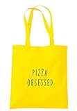 illustratedidentity Pizza Obsessed Tragetasche 37,5 x 42 cm mit langen Griffen, Gelb - gelb - Größe: Einheitsgröß