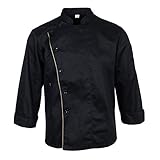 HX fashion Herren Damen Kochjacke Berufsbekleidung Langarm Koch Bäckerjacke Küche Kochkleidung Bequeme Größen Gastronomiebedarf Jacke Mantel Hemd Oberteile (Color : Schwarz, Einheitsgröße : M)