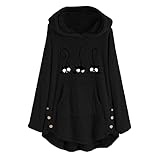 Winter Pullover Damen Fleecepullover mit Kapuze: Plüschpulli Oversize Fleece Hoodie Warme Plüsch Kapuzenpullover Lässig Flauschig Teddy Fleecepulli Lang Fleece Sweatshirt Plüsch Übergangsjack