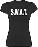 Karneval & Fasching Kostüm Outfit - S.W.A.T. Faschingskostüm - M - Schwarz - Polizei Damen Tshirt - L191 - Tailliertes Tshirt für Damen und Frauen T-S