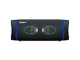 Sony SRS-XB33 tragbarer, kabelloser Bluetooth Lautsprecher (Mehrfarbige Lichtleiste, Lautsprecherbeleuchtung, wasserabweisend, Extra Bass), schw