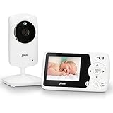 Alecto DVM-64 Funk Kamera Babyphone (100% störungsfrei & privat) mit schwenkbarer video Kamera, Nachtsicht, Gegensprechfunktion, hohe Reichweite, weiß