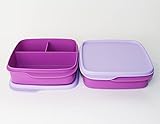 TUPPERWARE Clevere Pause 2X 550ml Beere Lila Lunchbox mit Einteilung + Mini Becher Hellb