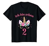 Kinder ich bin schon 2 Geburtstagsshirt Einhorn 2 Jahre Mädchen T-S