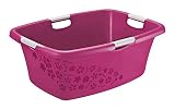 Rotho Flowers Wäschekorb 50l, Kunststoff (PP) BPA-frei, pink/weiss, 50l (65,1 x 48,6 x 26,2 cm)
