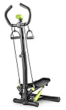 Hop-Sport Swing Side Stepper HS-055S mit verstellbarem Haltegriff Trainingsbändern Computer verstellbare Tritthöhe (Schwarz-hellgrün)