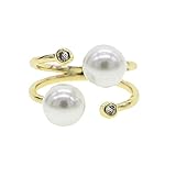 WUGDSQGH Ring Damen Sommer Mode Schmuck Offener Stil Einstellbare Größe Golden Pearl Perlen Mehrkreis Damen Ring