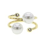WUGDSQGH Ring Damen Sommer Mode Schmuck Offener Stil Einstellbare Größe Golden Pearl Perlen Mehrkreis Damen Ring