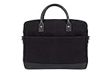 HOLZRICHTER Berlin Tragetasche No 1-2 (M) schwarz-anthrazit/schwarz - Große Vintage Briefcase Aktentasche & Laptoptasche handgefertigt aus Canvas und Premium-L