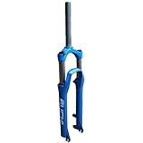 MZP MTB 26 Zoll Fahrrad Federgabel Downhill-Gabel Aus Kohlenstoffreichem Stahl Gerades Rohr 1-1/8' Scheibenbremse Hub 100mm QR 2400g (Color : Blue)