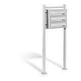 Uniprodo UNI_LETTER_01 Standbriefkasten Edelstahl freistehend 3er Briefkasten Briefkastenanlage Briefkastensystem 3