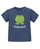 Comedy Shirts - Clipart Frosch - Wunschname - Baby T-Shirt - Navy/Eisblau Gr. 92/98