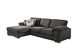 CAVADORE Ventere Ecksofa mit Longchair links / Graue Schlafcouch im modernen Design mit Bettfunktion / 277 x 86 x 172 / G