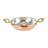 YUVADAN Türkische Kupferpfanne Sahan Tava Omelette Bratpfanne Menemen Pfanne Kupfer Yumurta Omlet Handgemachtes Eierpfanne Servierpfanne (14 CM)