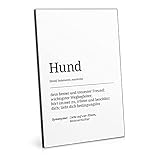 ARTFAVES® Holzbild - Worterklärung / Definition: Hund | schwarz-weiss Deko Wandbild als Geschenk | Holzschild mit Spruch zum Thema Haustier / H
