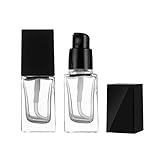 2 STK 20 ml Leere quadratische Klarglas-Pump-Flasche Lotionspender mit schwarzem Deckel nachfüllbar tragbare Foundation-Flasche Make-up Kosmetik-Behälter Halter für Lotion Essenz Emulsion S