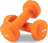 POWRX Fitness Neopren Hanteln 2KG Paar (2er Set) | rutschfeste Allzweck Kurzhanteln für Fitness, Training, Aerobic, Körper Gew
