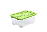 Rotho Evo Safe Keeping Aufbewahrungsbox 11l mit Deckel, Kunststoff (lebensmittelecht) BPA-frei, transparent/grün, 11l (39,3 x 28,3 x 16,0 cm)