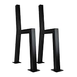 2X Natural Goods Berlin Bankgestell h-Form mit Rückenlehne für Außenbereich aus Metall, Outdoor, DIY Gartenbank stabil wetterfest Balkon, Terrasse, Küche stabil Möbelkufen rostfrei für Holz (Schwarz)