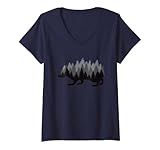 Damen Igelwald Niedlicher Naturliebhaber T-Shirt mit V