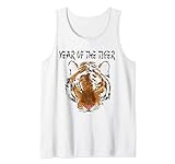 Chinesisches Tierkreiszeichen Tiger das Jahr des Tigers mit Tigergesicht Tank Top