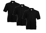 Fruit of the Loom Herren 63-402-0 Polohemd, Black (Black 36), 3XL (3er Pack)