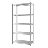 HAIYU Regal für Mikrowelle, Backofen, mit Nivellierfüßen, verstellbare Regalböden für Küche, 5 Regale, Aufbewahrung für Küchenschrank, Geschirr (Farbe: Silber, Größe: 60 x 35 x 125 cm)