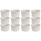 Ecomax Soufflé Förmchen Porzellan Pastetenform 60ml Ofenfeste Auflaufformen Dessertschalen für Muffins, Gratins, Cupcakes, Creme Brulee, 7 x 4 x 7 cm, Stapelbar, 12er S