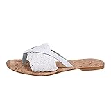 Damen Tanga Sandalen Flache Flip Flops Geflochtener Gürtel Flip Flops Sommer Lässig Bequeme Strandschuhe Geeignet Für Dating Shopping Und Reisen,Weiß,36