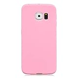 cuzz Samsung Galaxy S6 Edge Hülle Case+{1 x Panzerglas Schutzfolie} Silikon Schutzhülle Handyhülle,Outdoor Stoßfest Schutzhülle Schmaler Telefonschutz,Staub und Scratch-Stoßfest-Pink