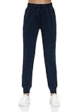 scicent Trainingshose Damen Elegant Sweathose mit Gummizug Freizeithose mit Handytasche Radhose Sweatpants Yogahose für Frauen Laufhose mit Tasche Joggpants 7/8 Hose Blau XL 44 46