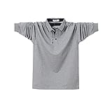 JINGMEIQQ Poloshirts Für Herren - Herbst Baumwolle Mode Hemd Stickerei Männer Solid Casual Langarm Revers Tops Grau Männer Kleidung Plus Fett Plus Size, Hemd, 6XL