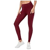 Sportleggins Damen Lang High Waist Warm Yoga Hose Push Up Leggings Thermo Leggings Outdoor Sporthose Fitness Hose Tank Top Langarm atmungsaktiv Pants Tee T-Shirt Blickdicht weiche L