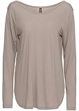 Versandhaus Damen Langarmshirt mit tiefem Rückenausschnitt, 267787 in Taupe 36/38