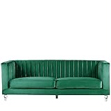 Beliani 3-Sitzer Sofa Samtstoff grün modern Arvik