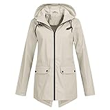 Damen Regenmantel Lang Regenjacke Wasserdicht Winddicht Leicht Lang Jacken Winddicht Kordelzug Übergangsjacke Softshelljacke Outdoorjacken Nachhaltige Sportjacken Plus Size Windjacke Funktionsjack