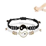 ZYZJ Everlasting Friendship Love Couple Balance Bracelet Matching Yin Yang Adjustable Cord Bracelet Best Friend Bracelets Relationship Bracelets for Couples (Golden)