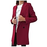 GOKOMO Elegant Lang Wintermantel Elegant Schlank Freizeit Warm Einfarbig Elegant Jacke Warm Winter Warm Jacke Damen Herbst Stilvoll Mantel Neue Damenbekleidung(XL,Wein)