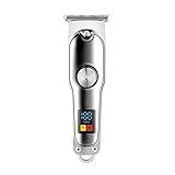 KDDM Multifunktions Bartschneider Haar-Clippers für Männer professionelle Clippers Schnurlangen-Haarschnabel-Kit mit LED Anzeige USB Wiederaufladbar Stark Haarschneider (Color : Silver)