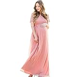 WDYD Umstandskleid Fotoshooting,Schwanger Kleid Maternity Gown, Mutterschaft Fotografie Kleidung Schwangerschafts Maxikleid Schwangerschafts Kleid(Size:L,Color:Rosa)