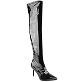 Fashion Thirsty Heelberry Damen Sexy Lack High Heel Stiletto Stiefel Oberschenkel über dem Knie Fetisch UK, Schwarz - schwarzer lack - Größe: 39 EU